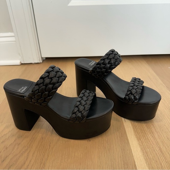 Jeffery Campbell Bamba Braided Platform Heels Black Womens Size 8 Chunky Sandals - Picture 5 of 15